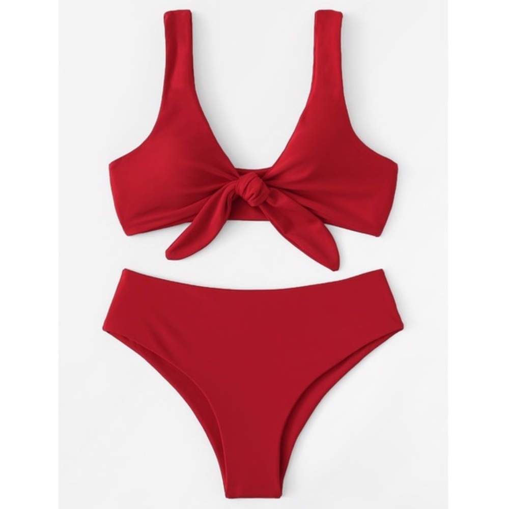 DEBBIE FRont Tie REd Bikini - Picture 2 of 3